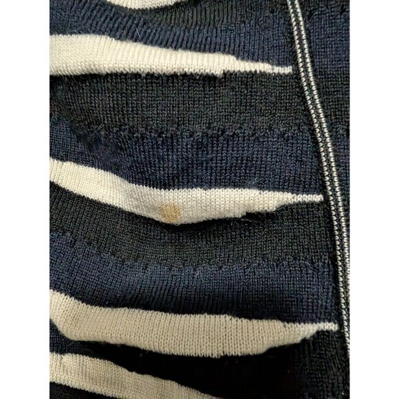 Vintage Les Copains Black White Striped Knit Sweater Cut-Out Italy Size 42 *READ - Picture 7 of 7